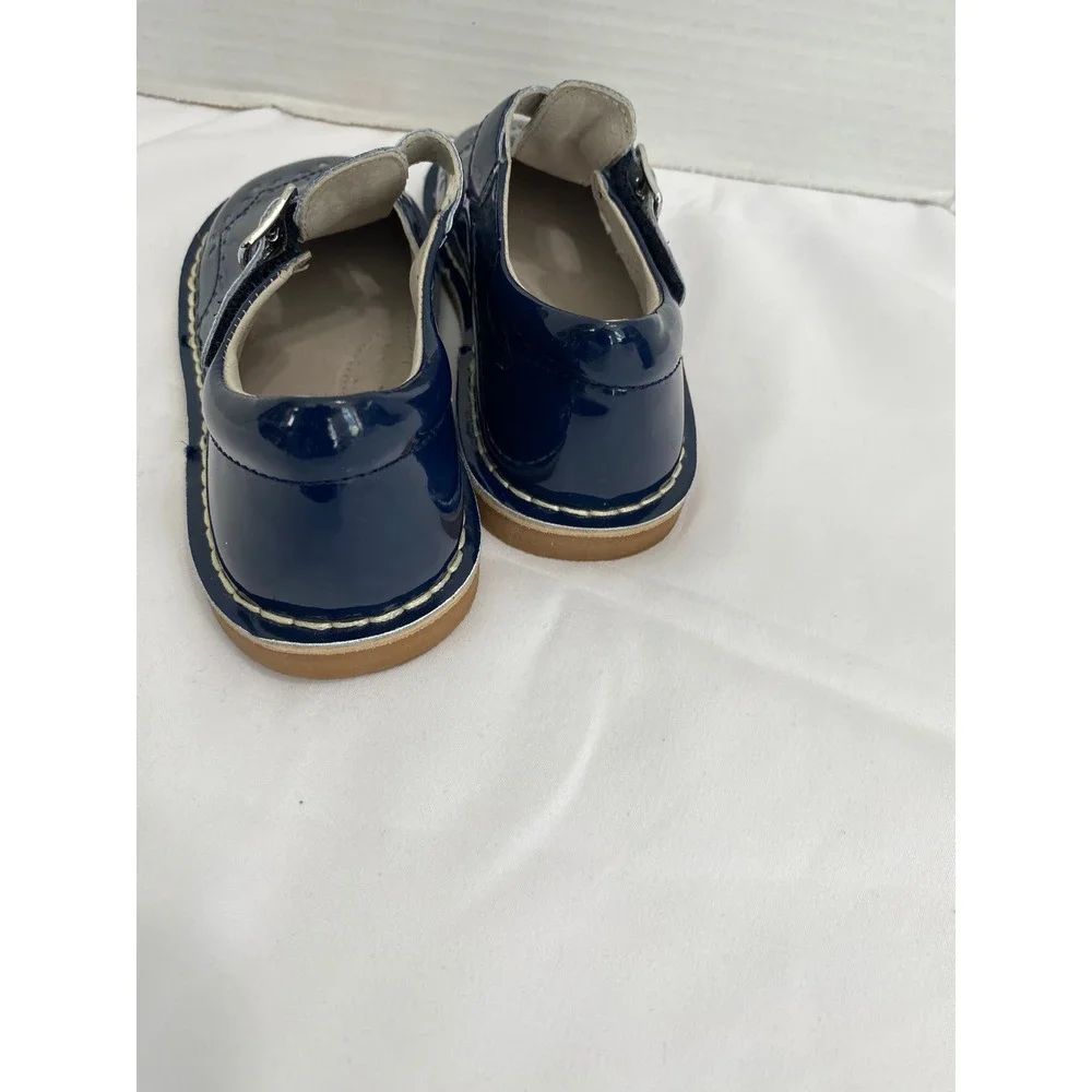 L'Amour Mary Jane T-Strap Girls Size 11 Navy Blue Patent Brogue Dress Shoes
